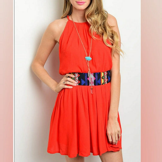 💖Last S SIZE💜BEAUTIFUL BOHO RED DRESS New WOT❤