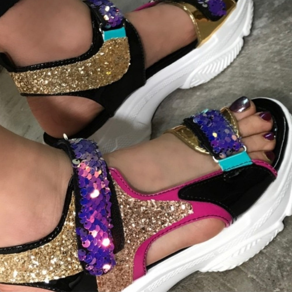 Just In! Multicolor glitter sequin Platform Sandal