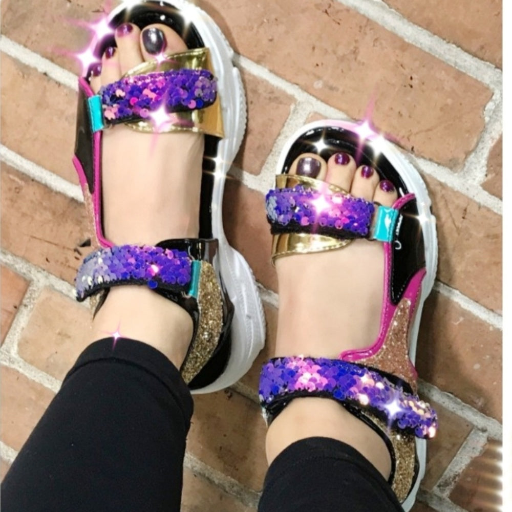 Just In! Multicolor glitter sequin Platform Sandal