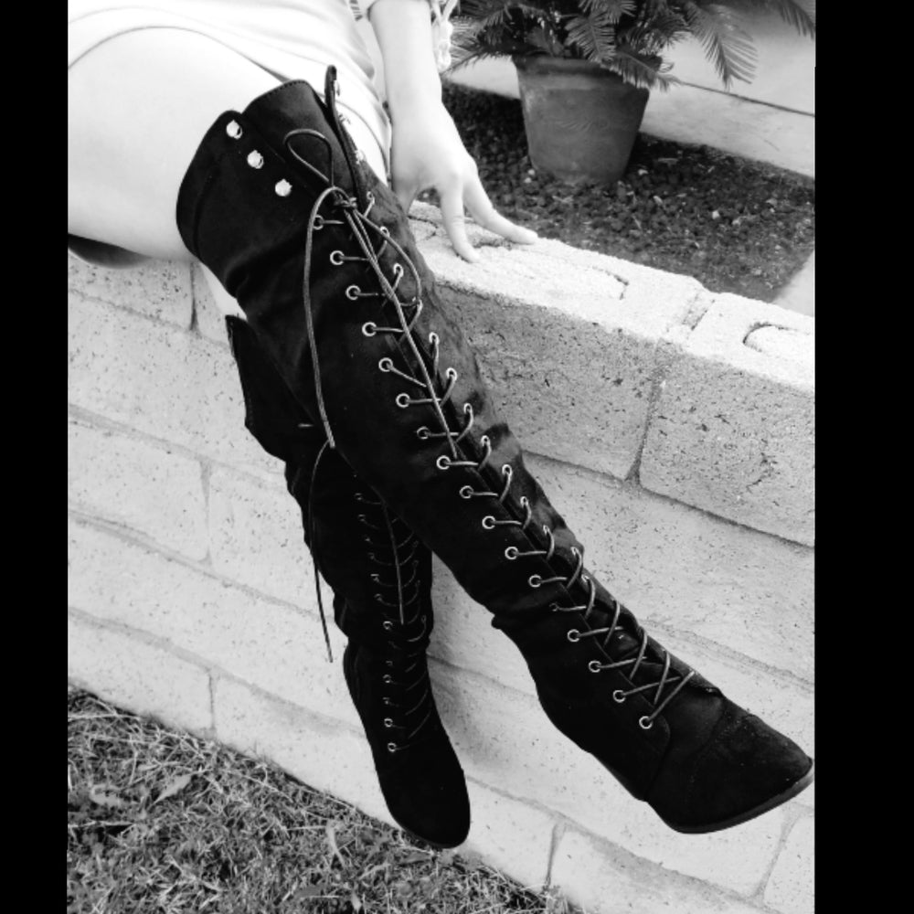 ❤RESTOCKED❤ Black Vegan Suede Combat boots Lace up