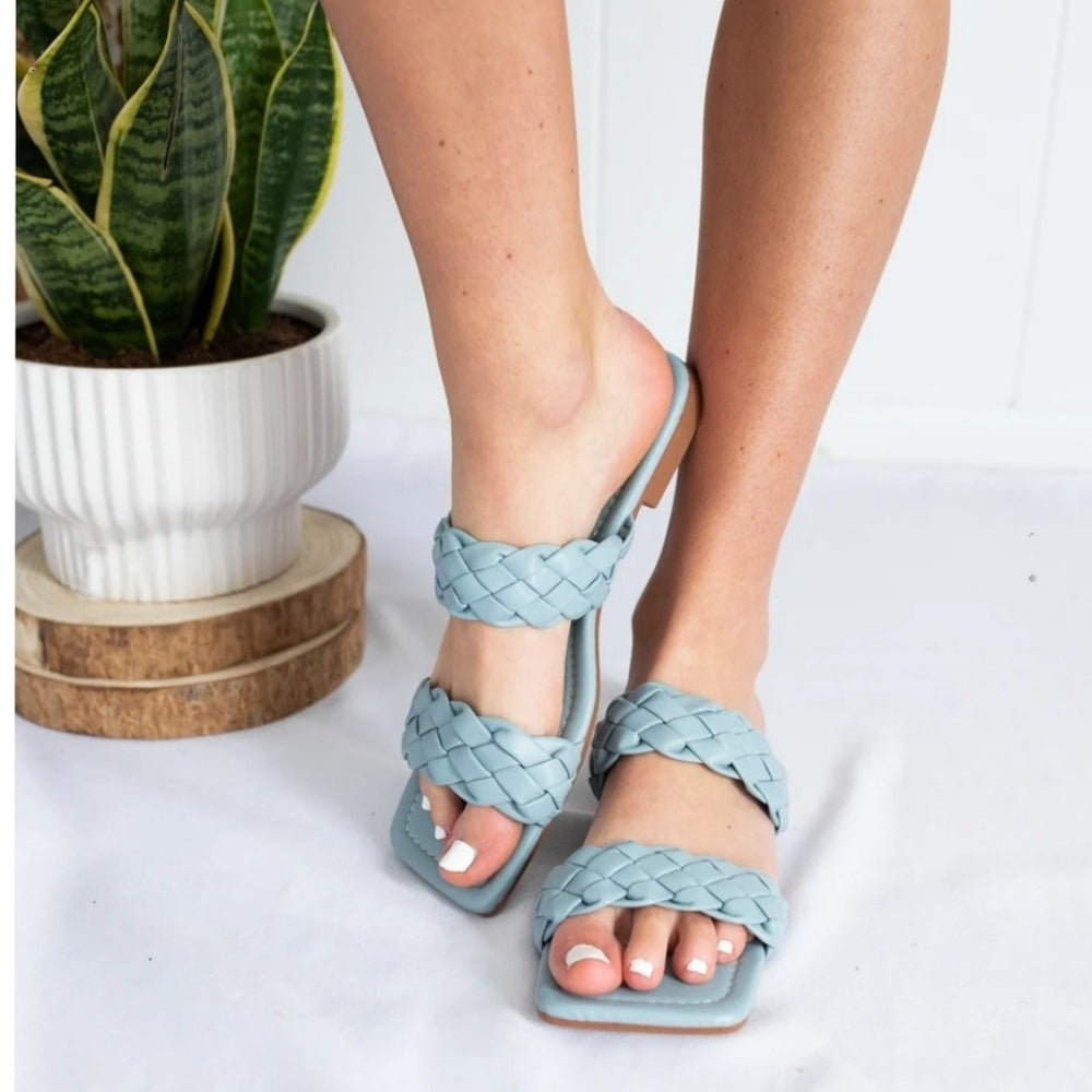 Crossing Paths" Double Braided Slide-On Sandals -