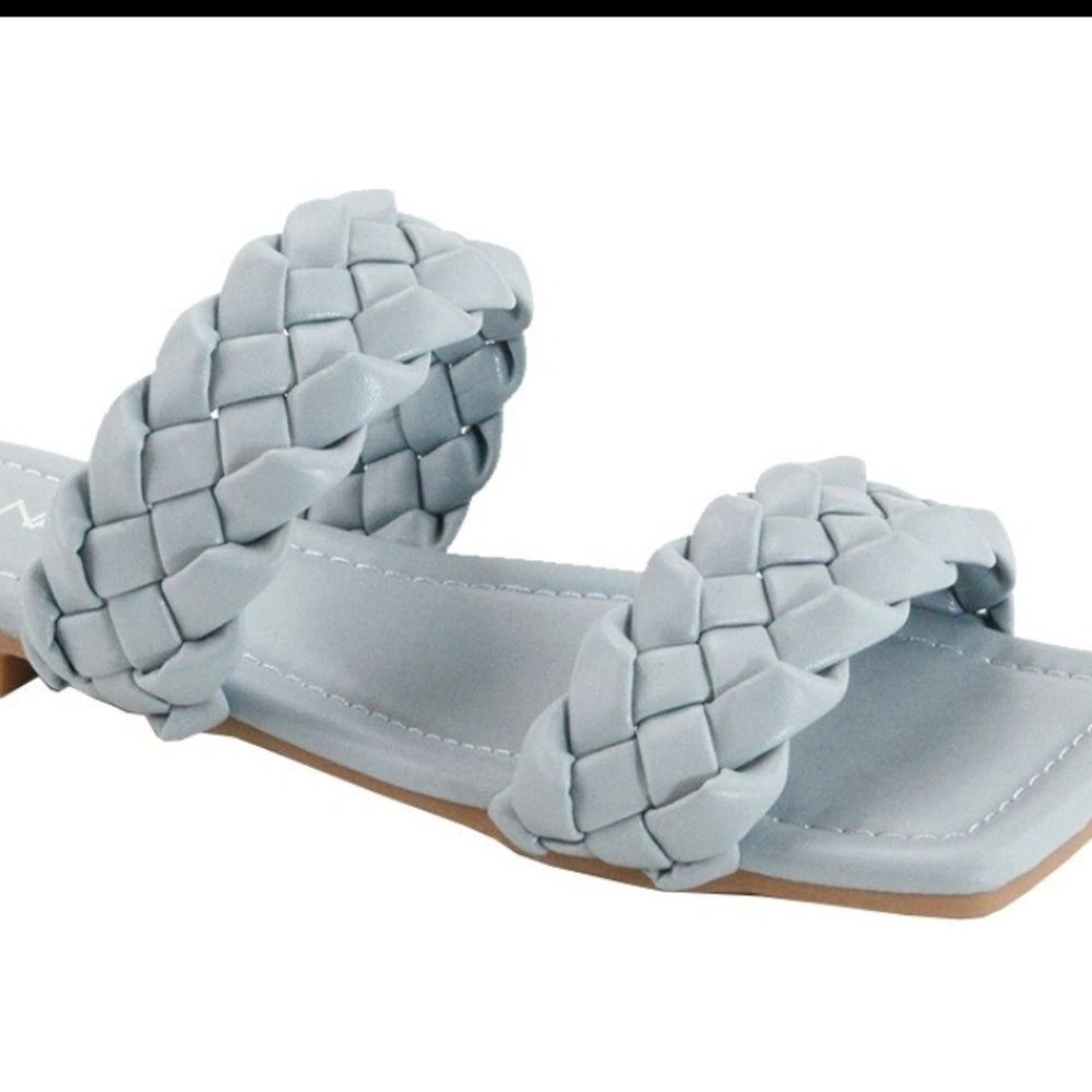 Crossing Paths" Double Braided Slide-On Sandals -