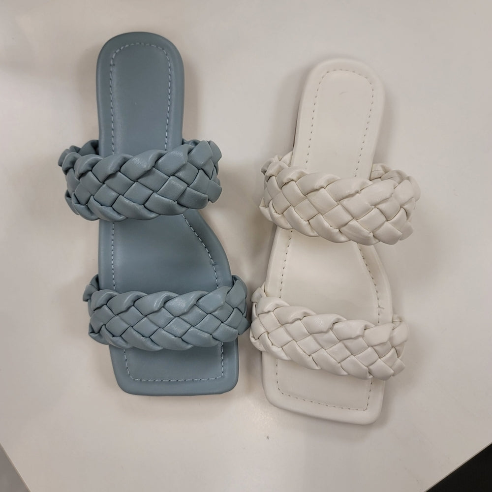 Crossing Paths" Double Braided Slide-On Sandals -