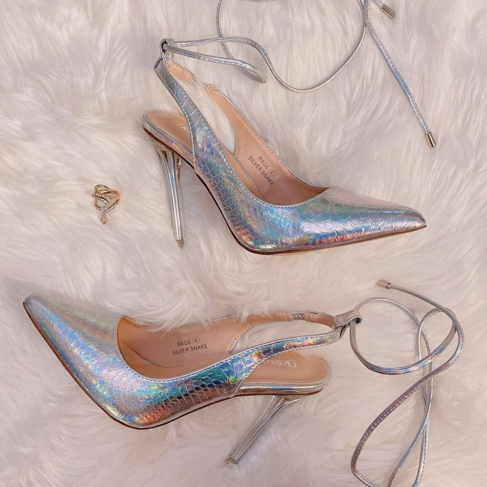 Just In  Silver mermaid pointed heels