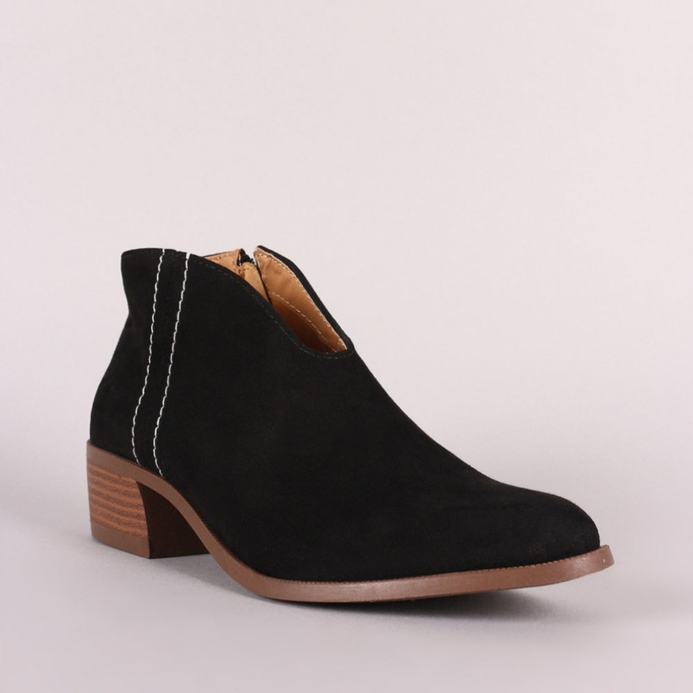 5.5,6,6.5, faux  Suede Zip-Up Almond Toe Ankle Boots