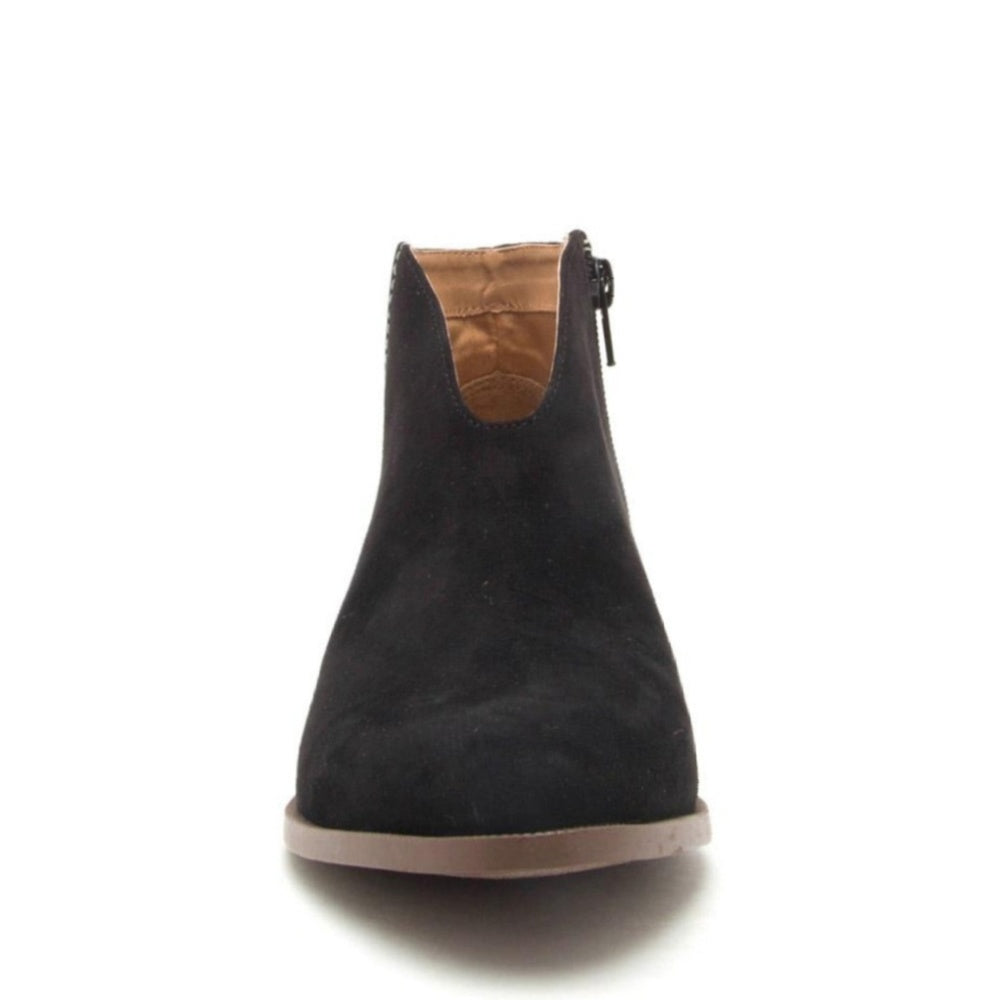 5.5,6,6.5, faux  Suede Zip-Up Almond Toe Ankle Boots