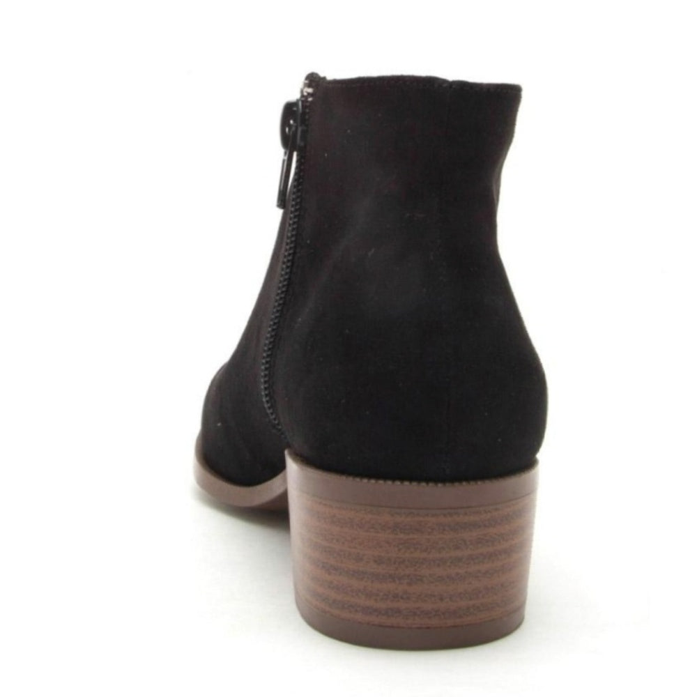 5.5,6,6.5, faux  Suede Zip-Up Almond Toe Ankle Boots