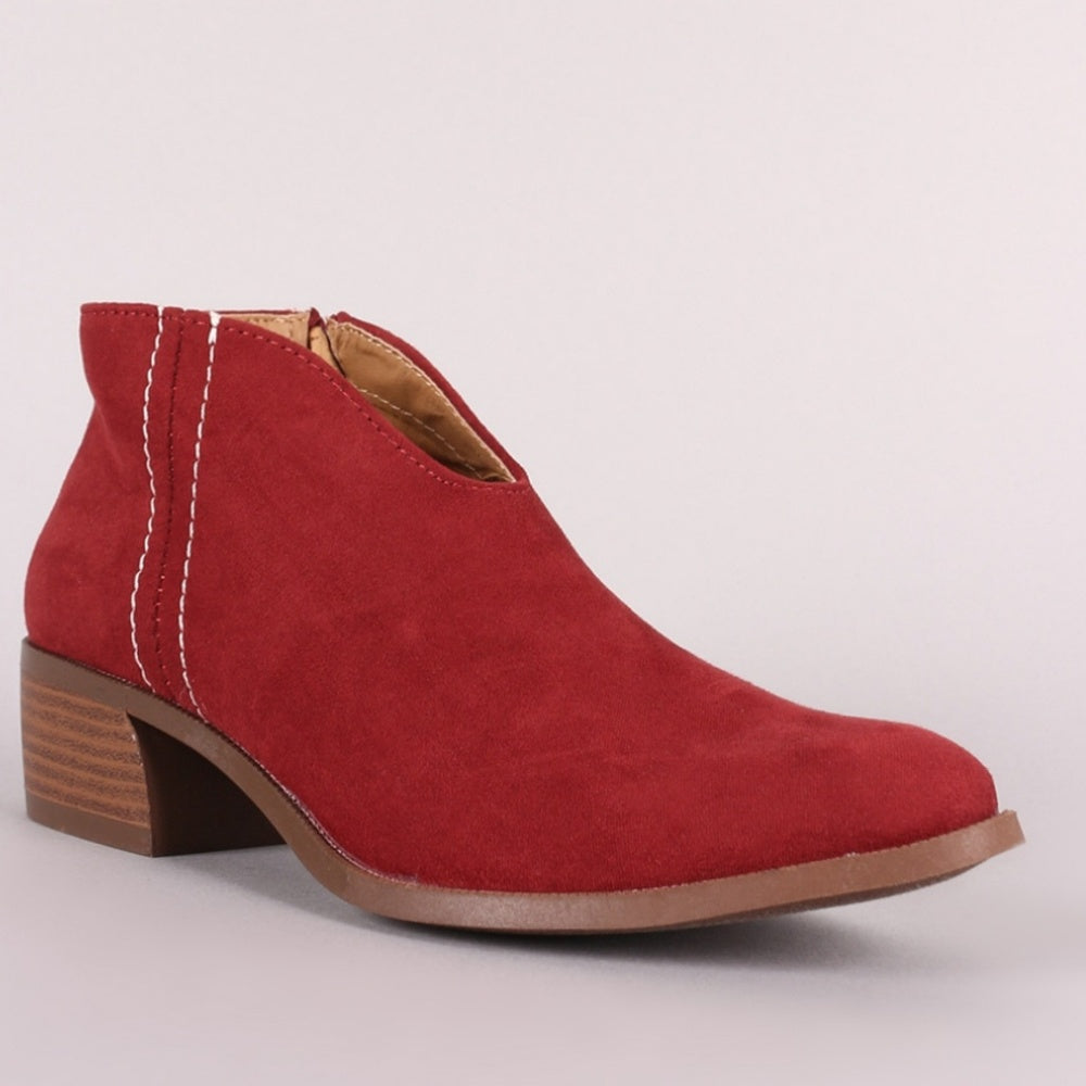 Last 6  size Suede Zip-Up Almond Toe Ankle Boots