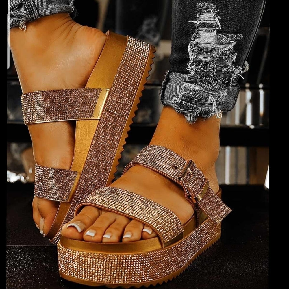 !! Bling blingRHINESTONE SANDAL-Rose Gold