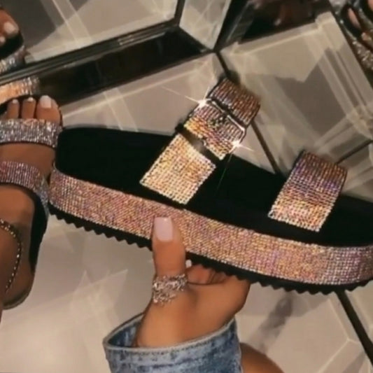 !! Bling blingRHINESTONE SANDAL-Rose Gold