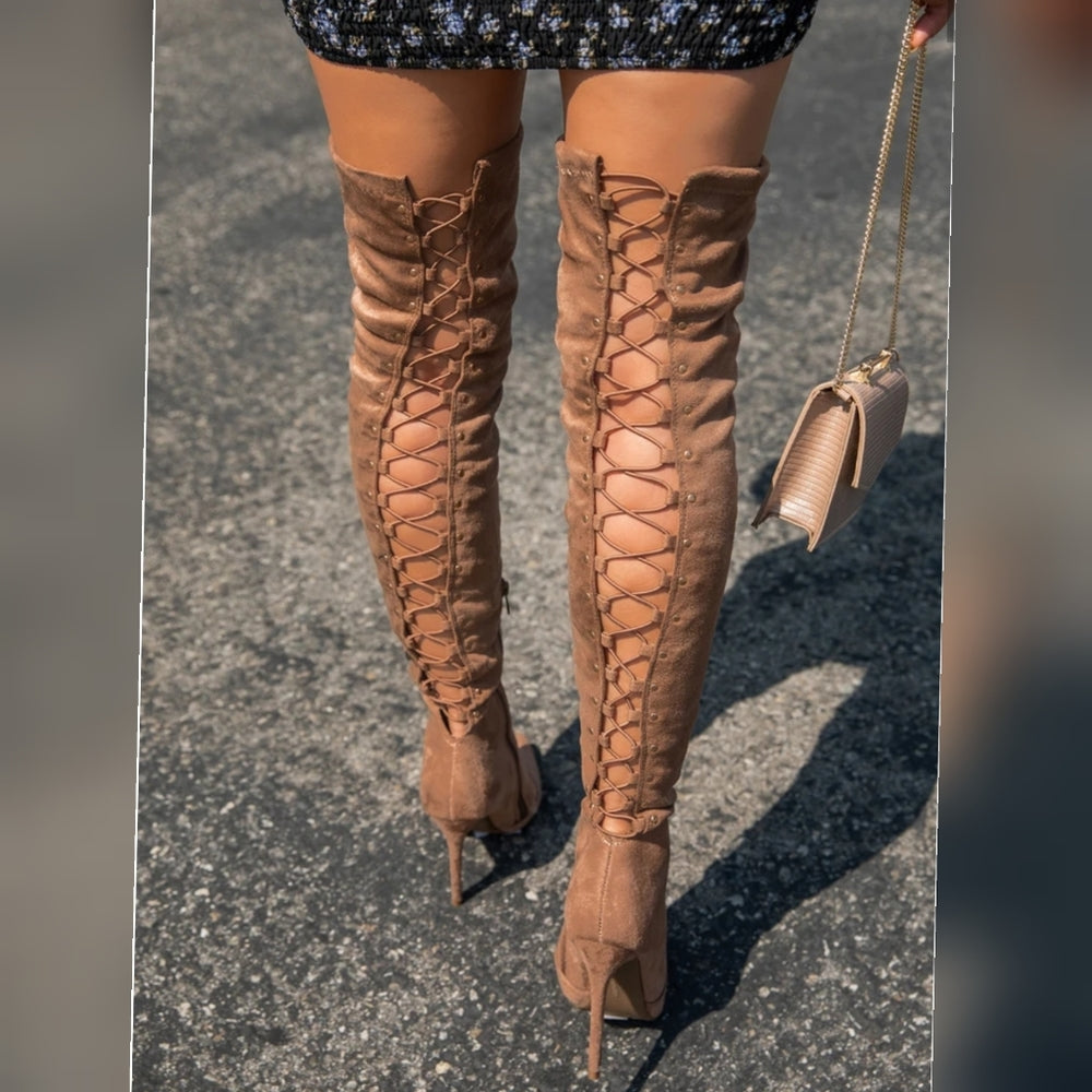 ❤Just In❤ Sexy Night out Boots over Knee toupe