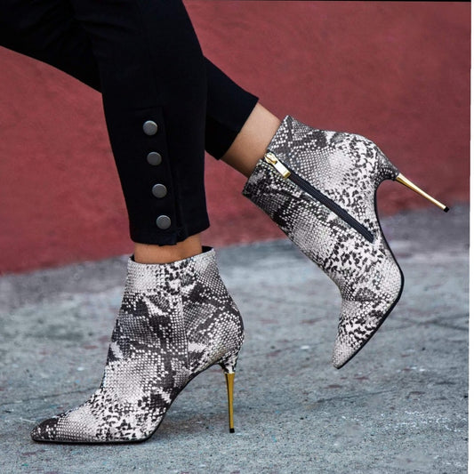 ❣ last 7,❣Snake Embossed Leather Pointy Toe