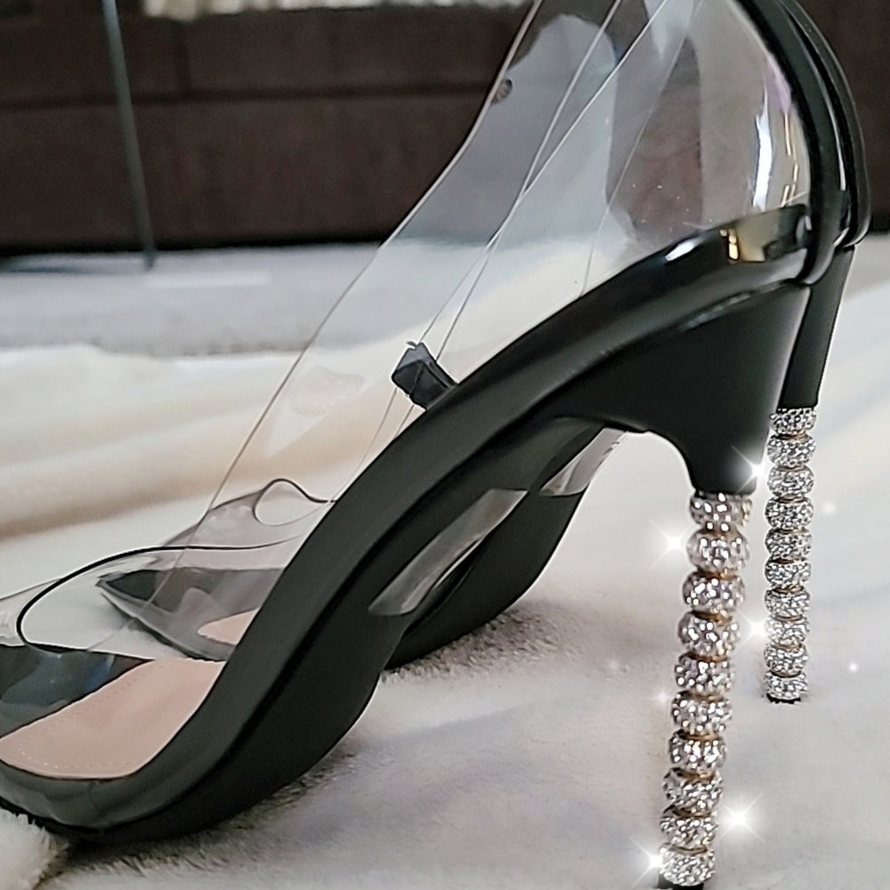 Just in Clear Sinderella Heel Court glitter Pumps