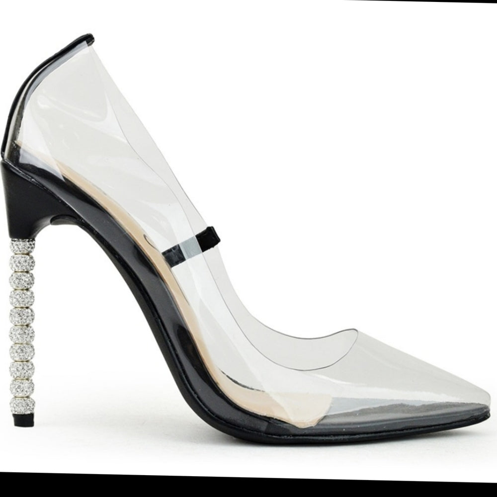 Just in Clear Sinderella Heel Court glitter Pumps