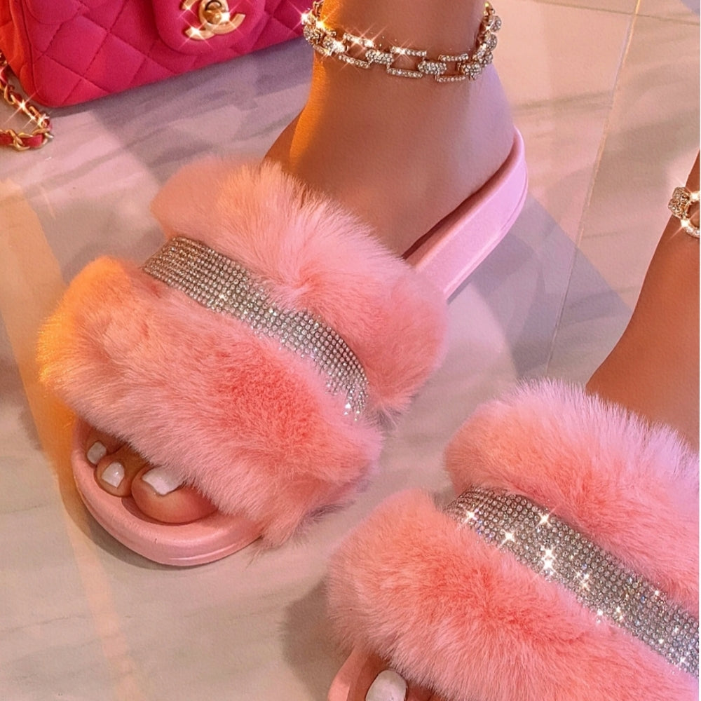 Just In 💓 babe DREAMY FUR SANDAL - PINK