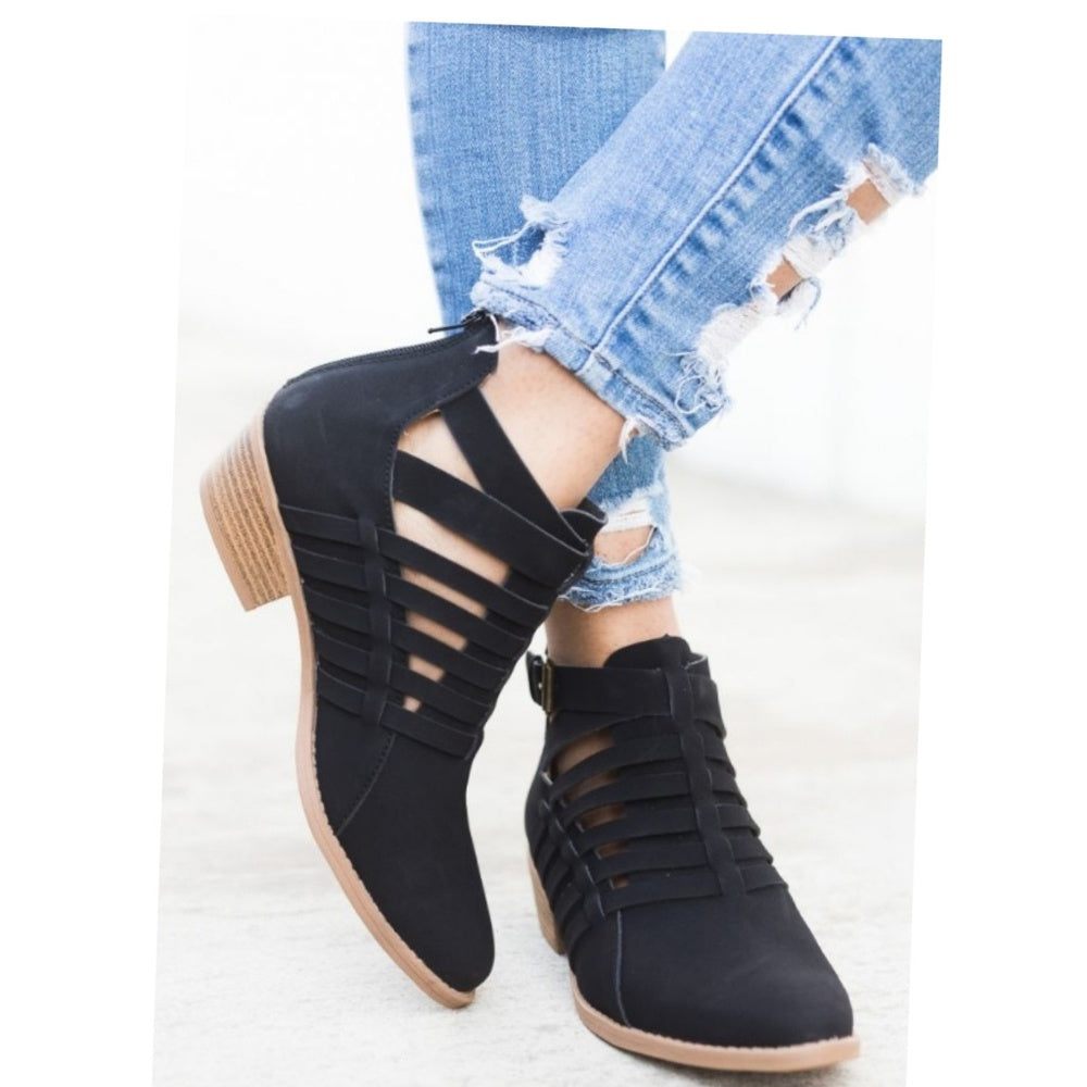 ❣ 7 ❣BLACK DISTRESS CAGED ANKLE