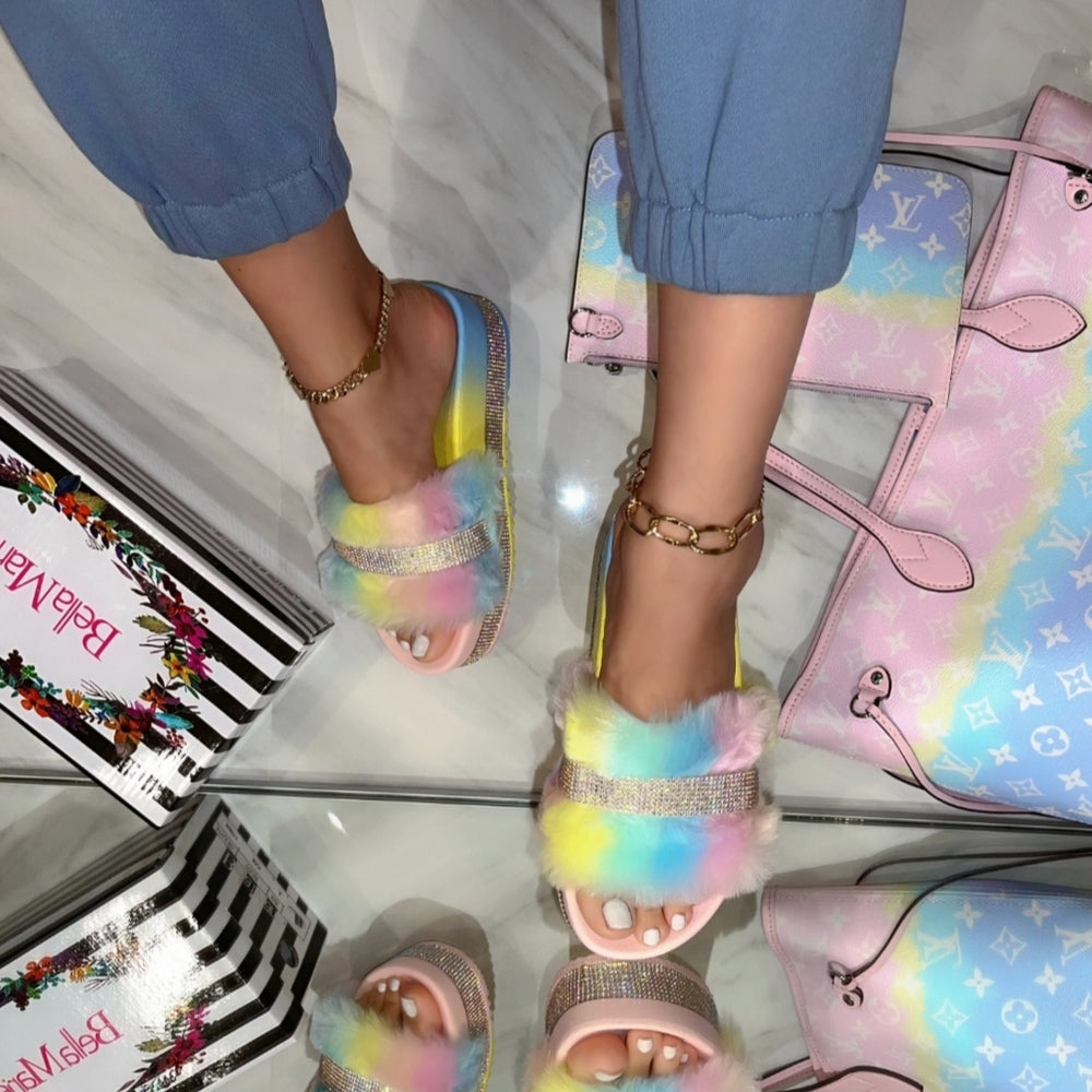 Just In 💓FUR SLIDES - MULTI