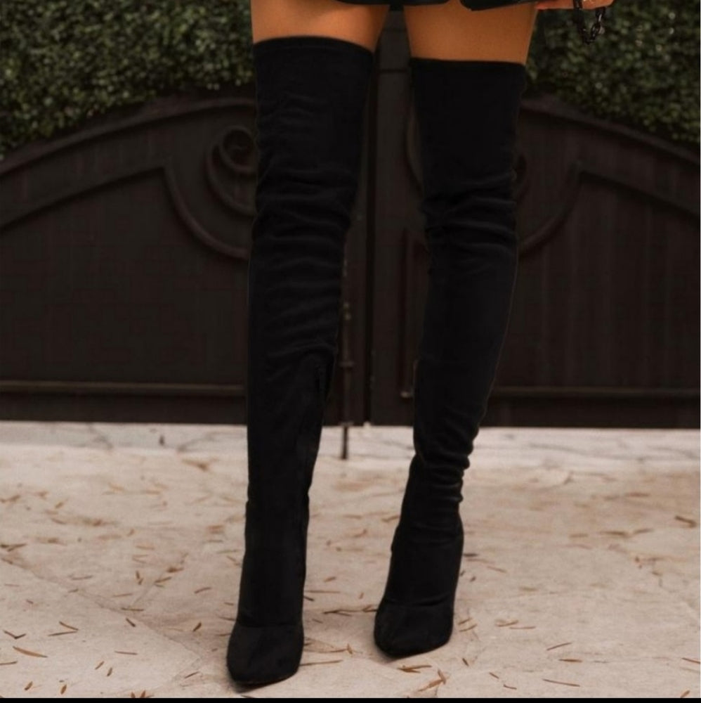 Just In 🖤 In Touch Black pointed boots over Knee Faux Suede