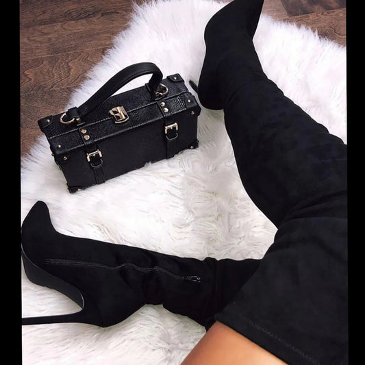 Just In 🖤 In Touch Black pointed boots over Knee Faux Suede