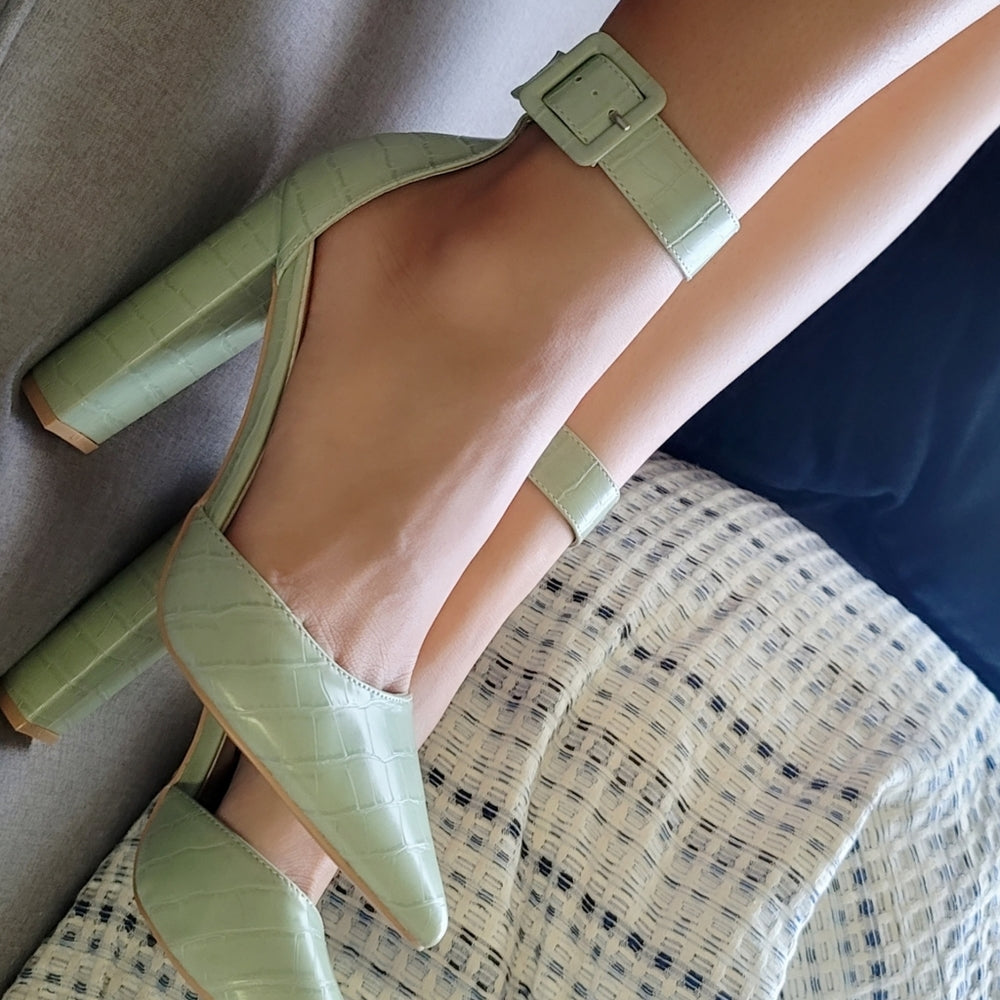 Just In Mint Green Ankle Strap Heels Pointy Toe