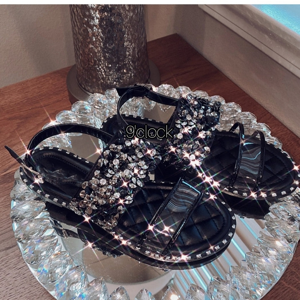 Just In 💓Julia BLACK SANDALSparkling