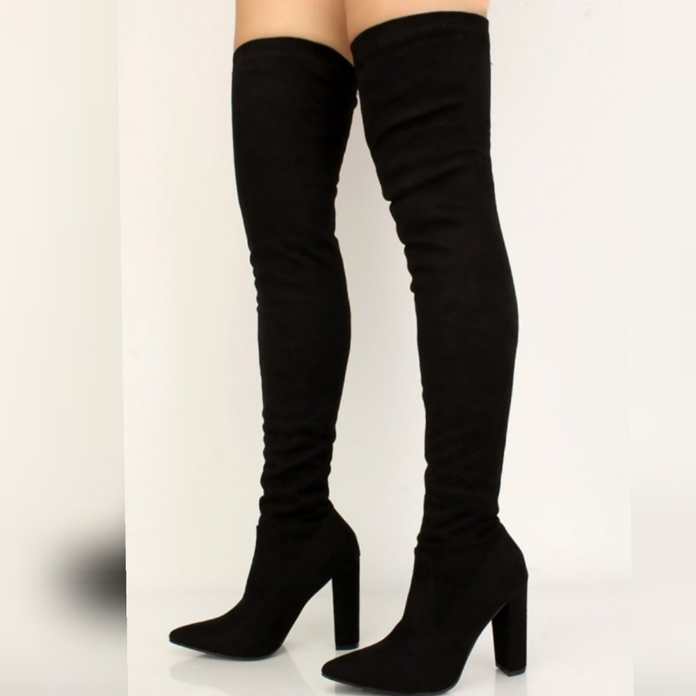 ❤ Best Seller ❤Nikie black faux suede boots over knee